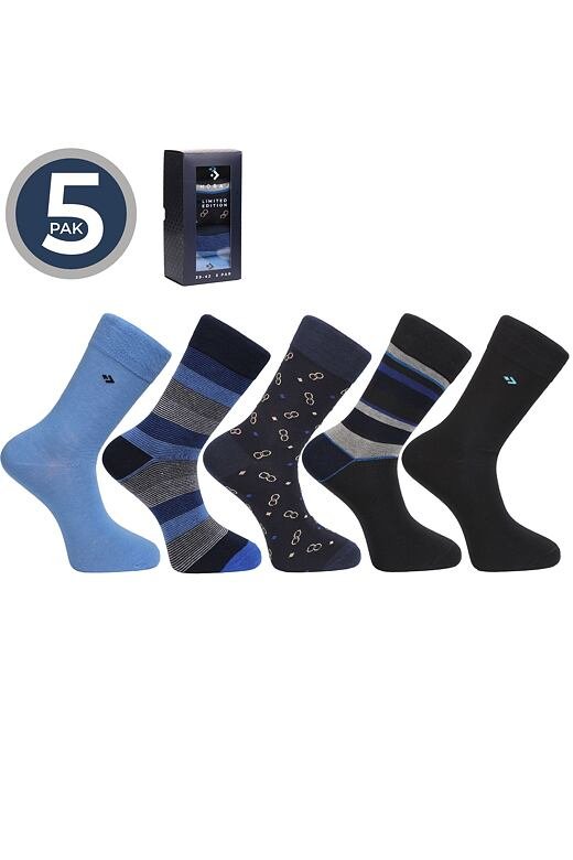 5 pack ponožek CMLB500-001/5 modré 43/45 - Dárková krabička