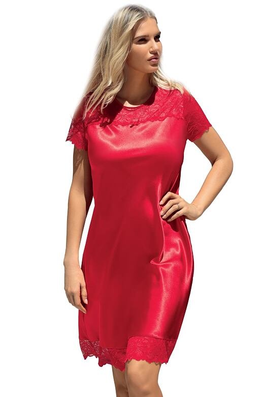 Saténová noční košilka Louise červená XL - Dárkové balení