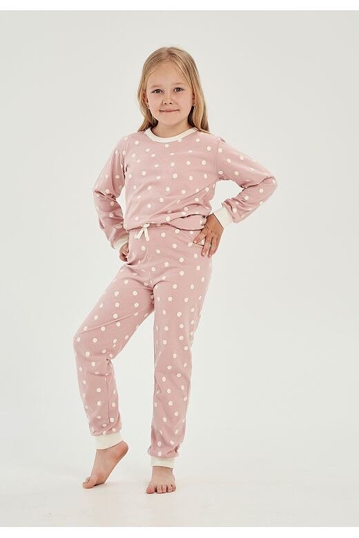 Dívčí pyžamo Chloe růžové s puntíky 122