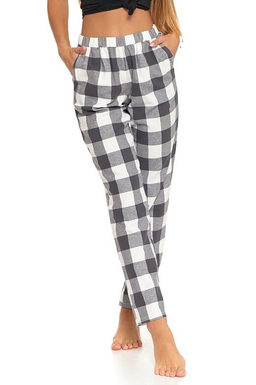 Pyžamové kalhoty Moraj šedo-bílé z flanelu XL