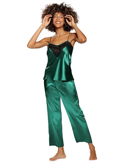 Pijamale din satin Sadie verde